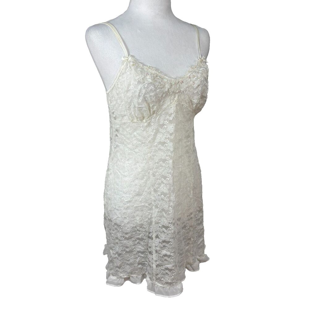 Apt 9 Sheer Lace Mini Dress Cover Up Sz L Bridal Clubwear Sexy Ethereal Coquette